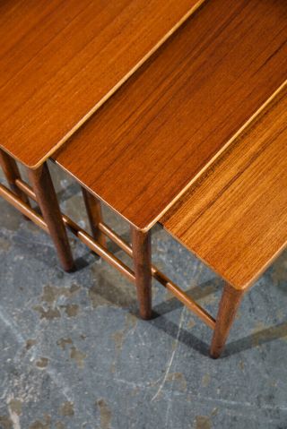 Mid Century Danish Modern Nesting Tables Hans Wegner Andreas Tuck Teak Oak 3 Set 11