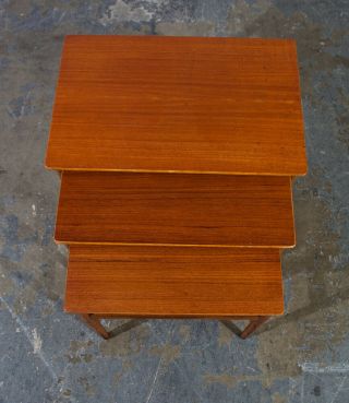 Mid Century Danish Modern Nesting Tables Hans Wegner Andreas Tuck Teak Oak 3 Set 4