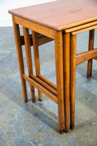 Mid Century Danish Modern Nesting Tables Hans Wegner Andreas Tuck Teak Oak 3 Set 8