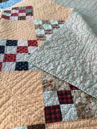 ANTIQUE VINTAGE Handmade Quilt - 16 Patch On Point Diamond Squares - very good. 5