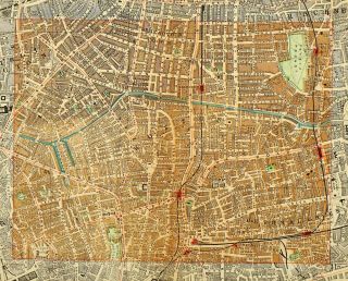 1891 Victorian Map Street Plan London Bethnal Green Debeauvoir Town Hospital