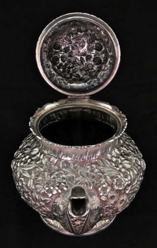 Repoussee Sterling Silver Tea Set and Water Pitcher 7