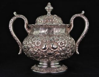 Repoussee Sterling Silver Tea Set and Water Pitcher 8