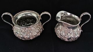 Repoussee Sterling Silver Tea Set and Water Pitcher 9