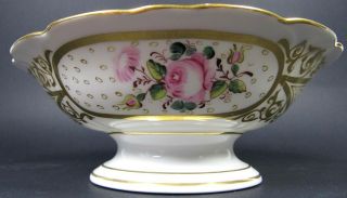 Antique Old Paris Porcelain Footed Bowl Compote Centerpiece Hand Painted Gilt 2