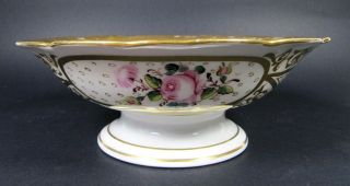 Antique Old Paris Porcelain Footed Bowl Compote Centerpiece Hand Painted Gilt 3