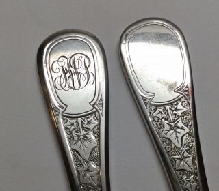 6 Tiffany & Co.  Ivy aka Antique Ivy 1870 Sterling Silver Fish Knives 7 7/8 