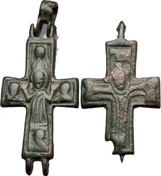 Medieval Christian Byzantine Reliquary Cross Crucifix Circa 1000 - 1200ad I55311