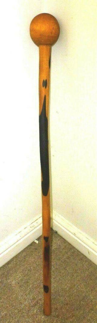 African Knobkerrie Early C20th Rare Dense Hard Wood Dark Patches Heavy