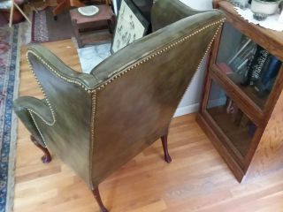 Vintage Leather Wingback Fireside Reading Hickory Chair Company Brass Tacks EXCD 7