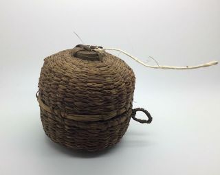 Antique Penobscot Ash & Sweet Grass Woven String Holder Basket