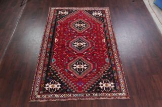 One - of - a - Kind Tribal Qashqai Vintage Persian Hand - Knotted 6 ' x 9 ' Wool Red Rug 2