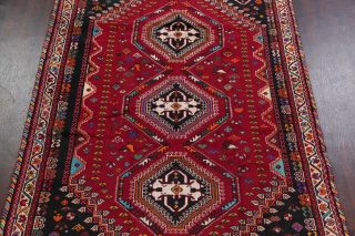 One - of - a - Kind Tribal Qashqai Vintage Persian Hand - Knotted 6 ' x 9 ' Wool Red Rug 3