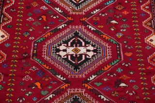 One - of - a - Kind Tribal Qashqai Vintage Persian Hand - Knotted 6 ' x 9 ' Wool Red Rug 4