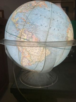 Vtg Mid Century X Large Nat Geo Lighted World Globe