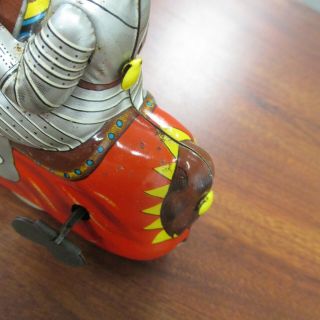 Vintage HAJI TIN LITHO WIND - UP KNIGHT ON HORSE TOY w/ORIGINAL BOX JAPAN 10