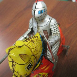 Vintage HAJI TIN LITHO WIND - UP KNIGHT ON HORSE TOY w/ORIGINAL BOX JAPAN 8