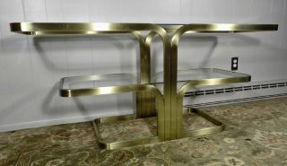 Brushed metal & glass console or sofa table by Design Institute of America DIA 2
