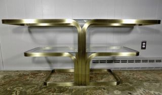 Brushed metal & glass console or sofa table by Design Institute of America DIA 4