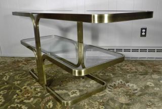 Brushed metal & glass console or sofa table by Design Institute of America DIA 5