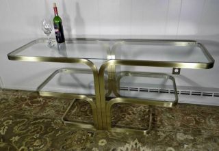 Brushed metal & glass console or sofa table by Design Institute of America DIA 8