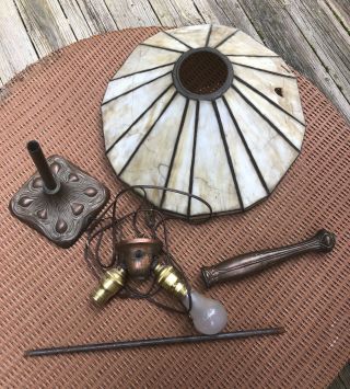 Antique Suess Bent Slag Glass Lamp Roycroft Handel Styles For Repair Restoration