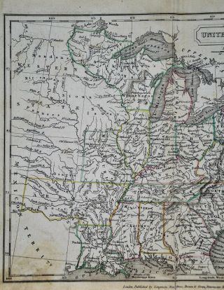 c 1840 Sydney Hall Map - 28 United States Wisconsin Missouri Arkansas Florida 3