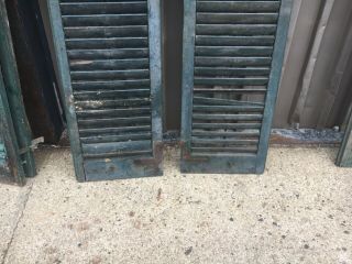 PaiR c1890 louvered green window house shutters central CT 71.  5” x 16” x 1.  25” B 10