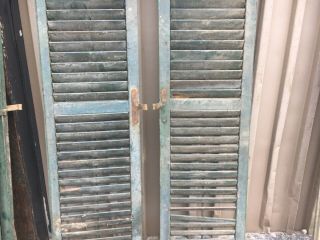 PaiR c1890 louvered green window house shutters central CT 71.  5” x 16” x 1.  25” B 9