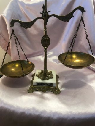 VTG Balance Scale of Justice Brass Marble Base from greece 2