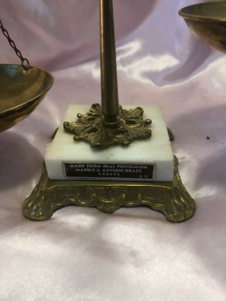 VTG Balance Scale of Justice Brass Marble Base from greece 3