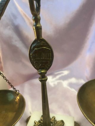 VTG Balance Scale of Justice Brass Marble Base from greece 5