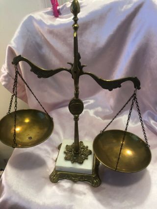 VTG Balance Scale of Justice Brass Marble Base from greece 7