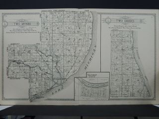 Wisconsin Map 1921 Manitowoc County Two Creeks And Two Rivers Township K19 62