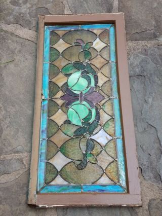 ANTIQUE STAINED GLASS WINDOW,  FLEUR DE LIS,  IN STORAGE SINCE 1934 4