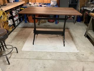 Vintage Hamilton Industrial Drafting Table - oak,  maple,  cast iron.  3’x5’. 5
