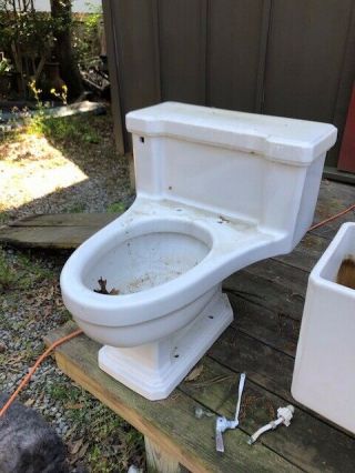 Vintage American Standard Toilet Mid - Century White One - Piece ‘50s Rare Elongated 2