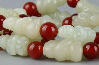 Chinese Exquisite Hand - carved people Carving Hetian jade necklace 2