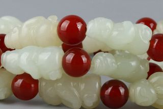 Chinese Exquisite Hand - carved people Carving Hetian jade necklace 6