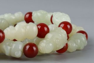 Chinese Exquisite Hand - carved people Carving Hetian jade necklace 8