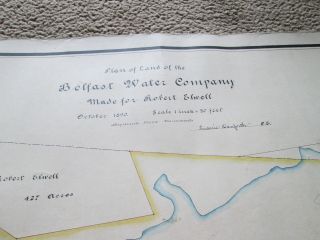 1890 HAND DRAWN,  HAND COLORED MAP,  BELFAST MAINE,  SHOWING WATER COMPANY LAND VS_ 12