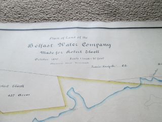 1890 HAND DRAWN,  HAND COLORED MAP,  BELFAST MAINE,  SHOWING WATER COMPANY LAND VS_ 2