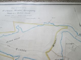 1890 HAND DRAWN,  HAND COLORED MAP,  BELFAST MAINE,  SHOWING WATER COMPANY LAND VS_ 7