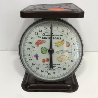 Vintage American Family Scale 25lb Kitchen Counter Utility Food Scale Brown