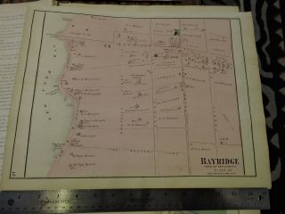 1873 Beers Map Brooklyn Kings County Bay Ridge - Ovington Village