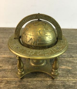 Vintage Solid Heavy Brass Globe With Star Sign Embellishments.