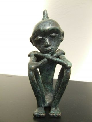 19th Century Benin Bronze Seated Figure Paperweight Or Desk Tidy