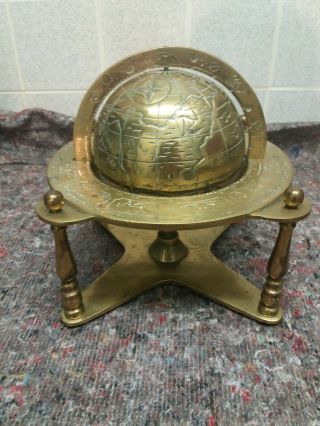 Vintage Solid Brass Globe / World Globe Redg.  Patt.  Design Copyright