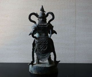 VERY RARE CHINESE ANTIQUE GILT BRONZE FIGURE OF A GUARDIAN MING DYNASTY? 4