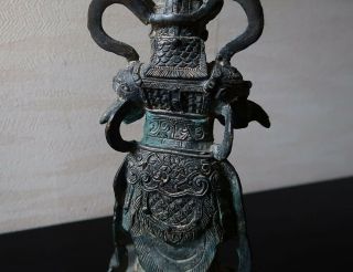 VERY RARE CHINESE ANTIQUE GILT BRONZE FIGURE OF A GUARDIAN MING DYNASTY? 5